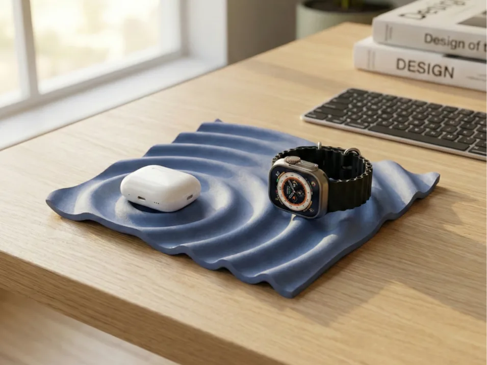 Modern ripple catch-all tray 3D printable STL model