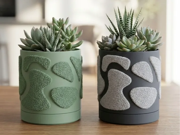 Organic fuzzy island 3D printable planter model
