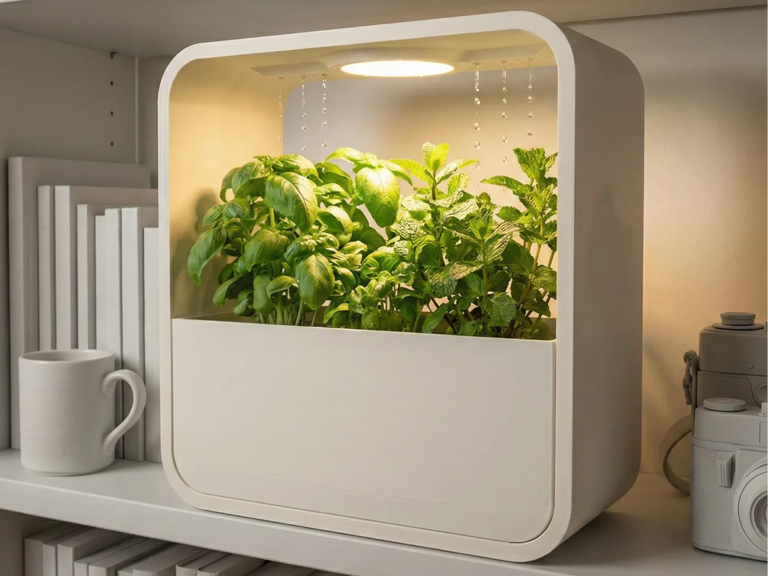 HydroSquare rain planter with LED kit, FDM 3D printable lighting decor model