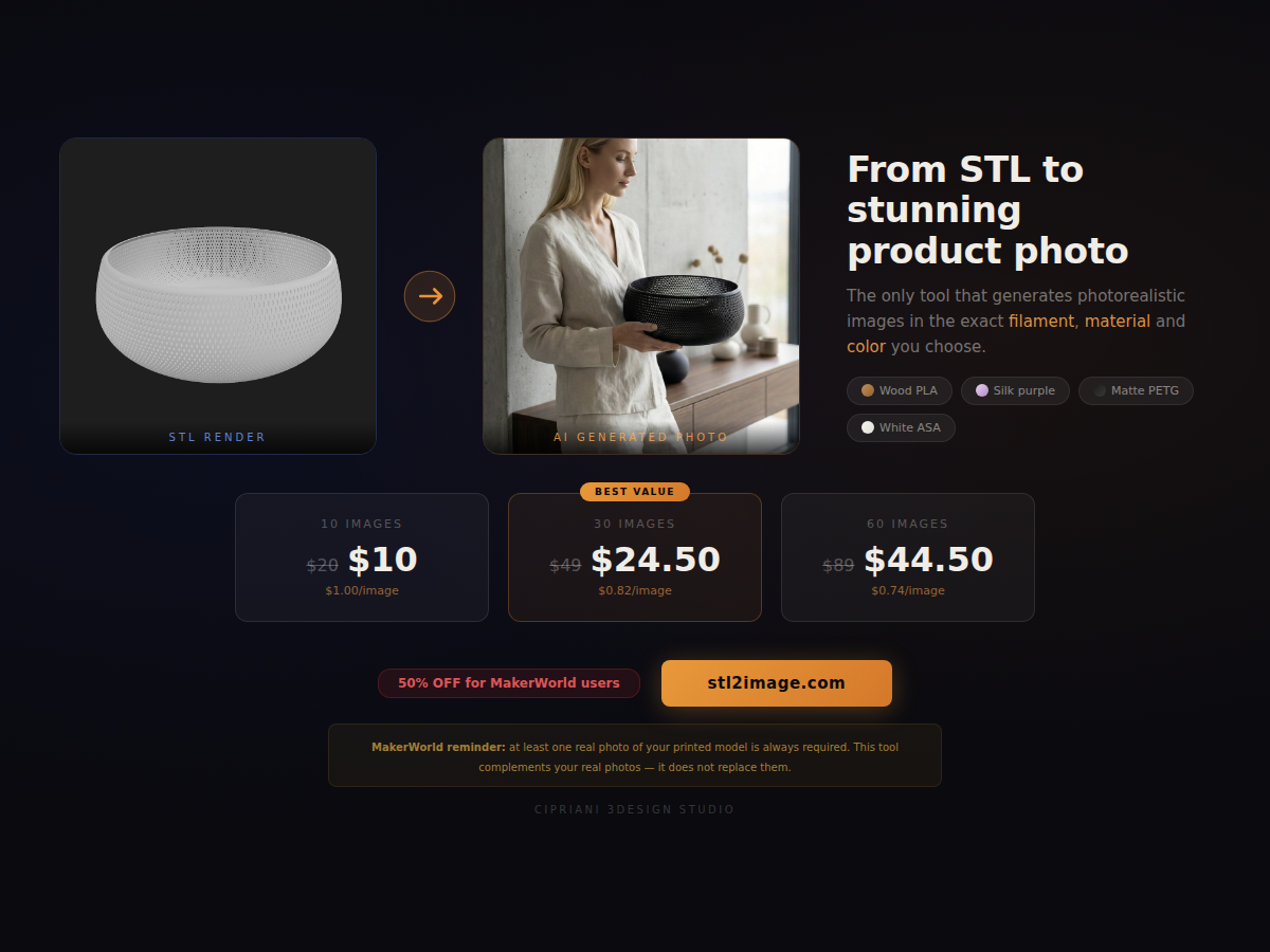 STL2Image — From STL render to AI-generated photorealistic product photo